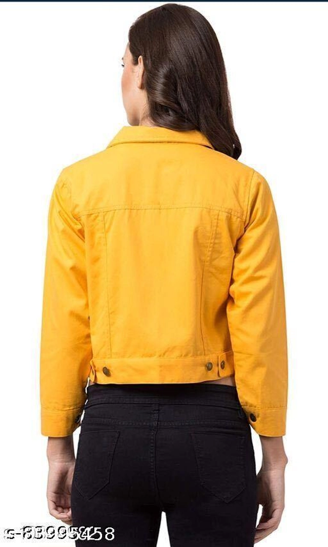 Full Sleeves Solid Jacket for Women & Girls (Yellow, S)