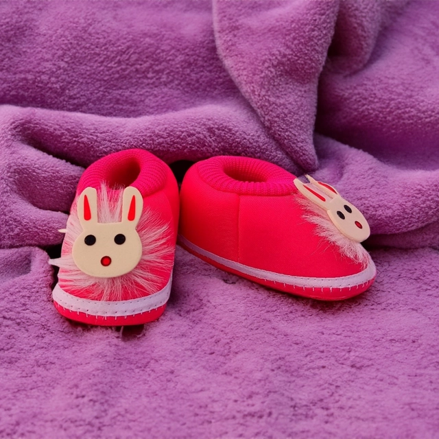 Cotton Booties for Infants (Pink, 0-3 Months)