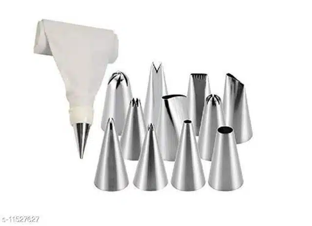 Cake Decorating Nozzles (Silver, 12 Pcs)