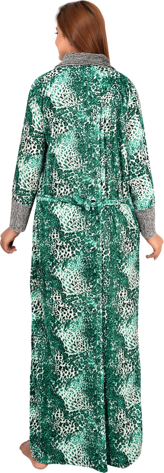 Velvet Printed Nightdress for Women (Green, Free Size)