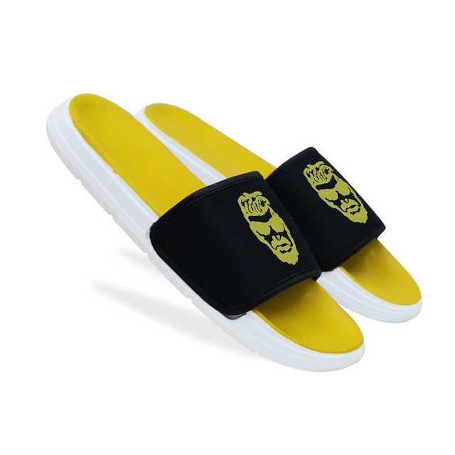 Footox Stylish Mens Slippers (Yellow, 8) (F-60)