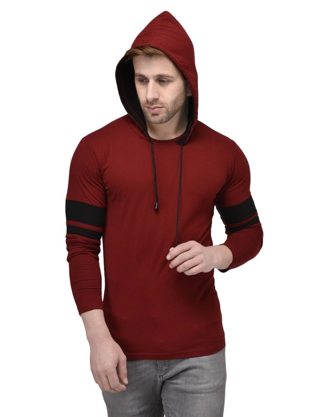 Cotton Blend Graphic Hoodie for Men (Maroon, M)