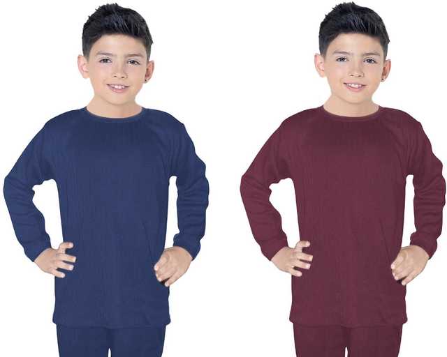 Unisex Children Pajamas Solid Color Viscose Kid Winter Thermal