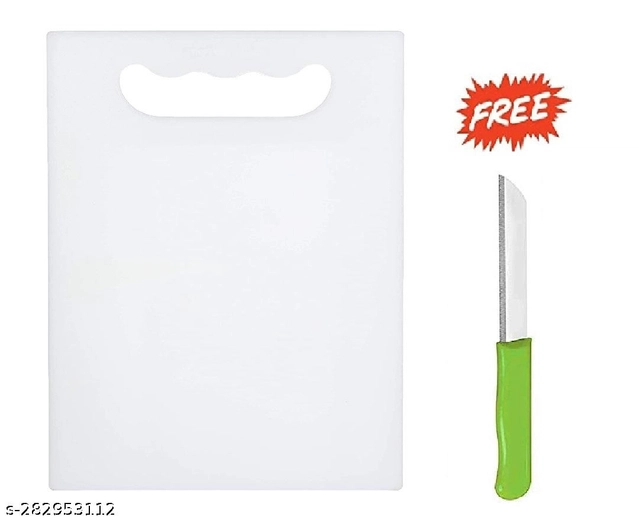 Plastic Chopping Board with Knife (Multicolor, of 1)