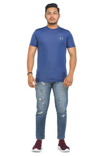 Fosty Men's Cotton Stylish T-Shirts (Sky Blue, XXL) (ADE-508)