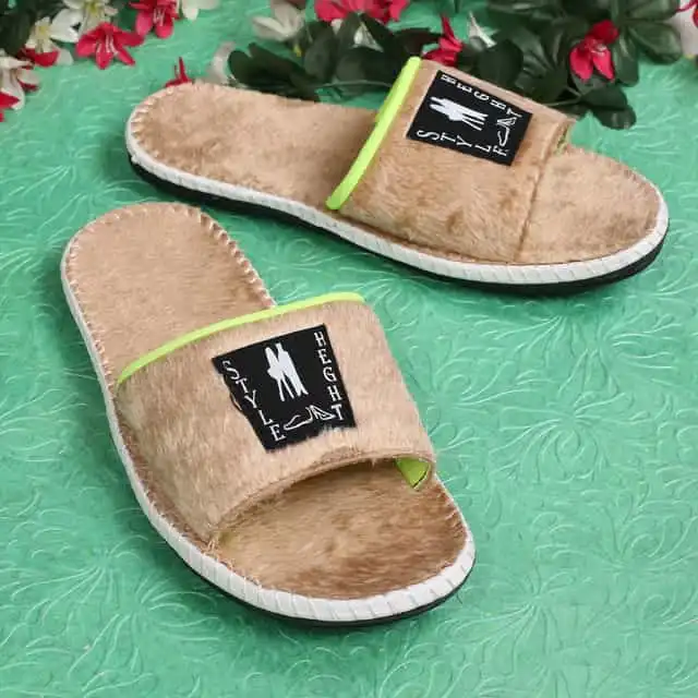 STYLE HEIGHT Slides for Men's Soft And Comfort (Brown, 10)