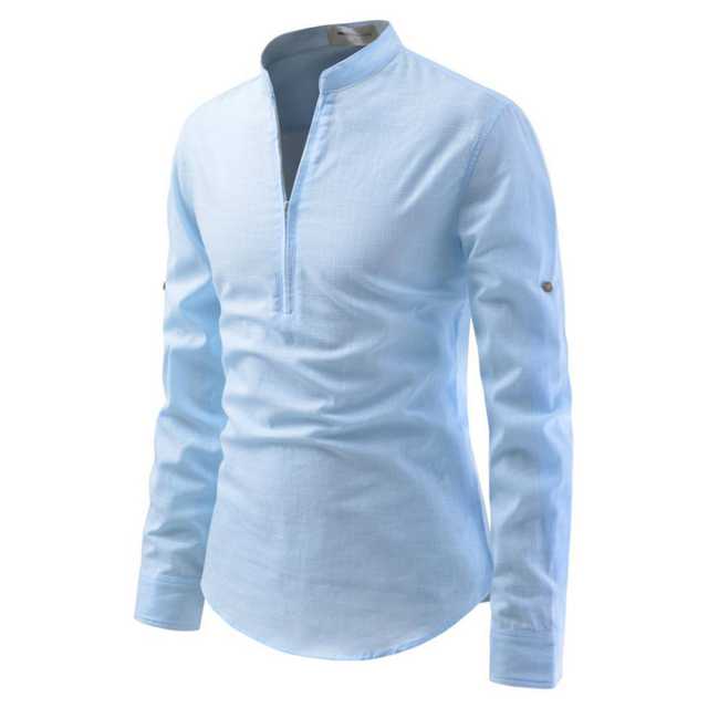 Trendy Cotton Full Sleeves Short Kurta For Men (Aqua Blue, S) (U-149)