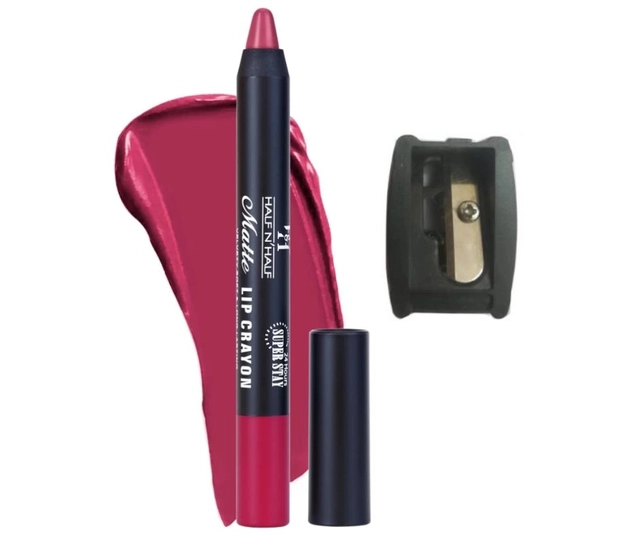 Half N Half Matte Lip Crayon Lipstick with Sharpener (Pink, Set of 2)