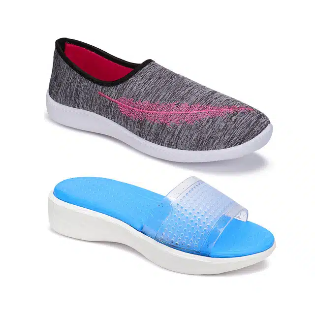 Combo of Casual Shoes & Sliders for Women (Pack of 2) (Multicolor, 8)