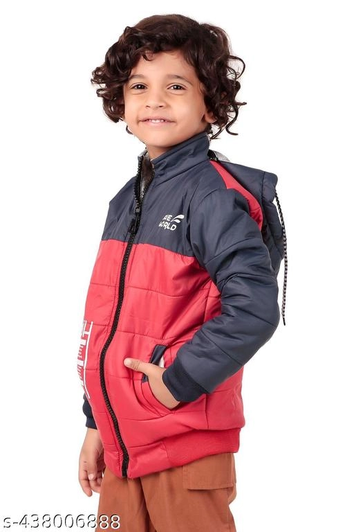 Nylon Jacket for Boys (Navy Blue & Red, 1-2 Years)