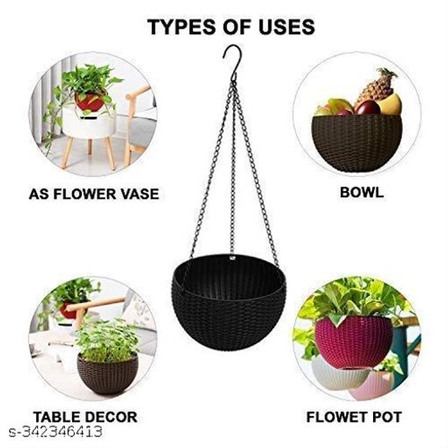 Plastic Hanging Planter (Multicolor, Pack of 8)