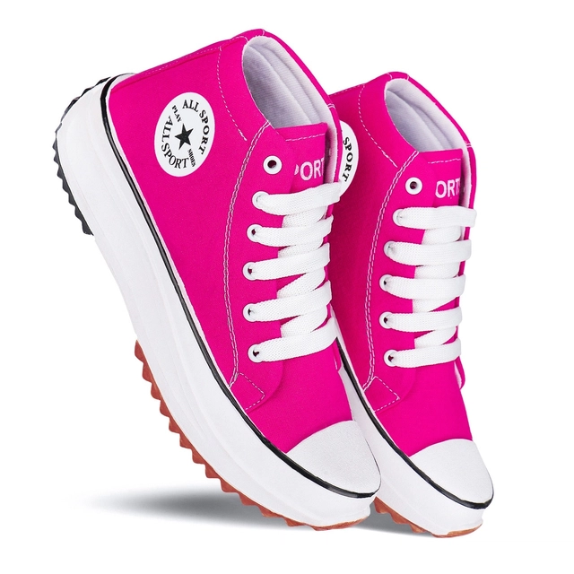 Casual Shoes for Women & Girls (Pink & White, 4)