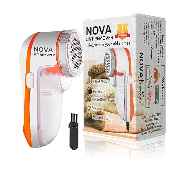 Nova Plastic Electric Lint Remover (White & Orange)