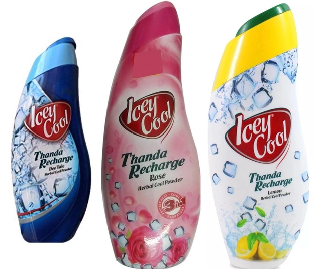 Combo of Labolia Icey Cool Lemon (300 g) with Rose (300 g) & Deo Talc (100 g) Herbal Cool Powder (Set of 3)