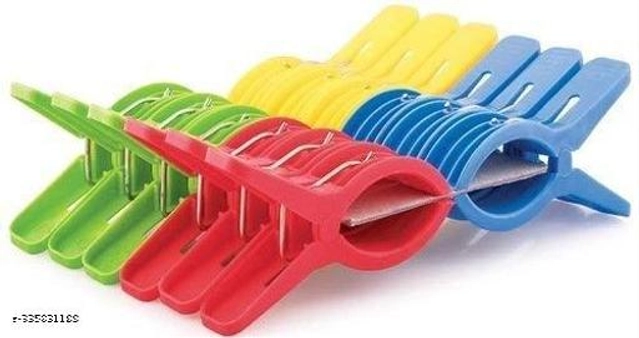 Plastic Drying Cloth Clips (Multicolor, Pack of 12)