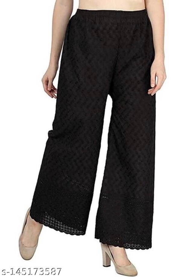 Cotton Palazzos for Women (Black, 30)