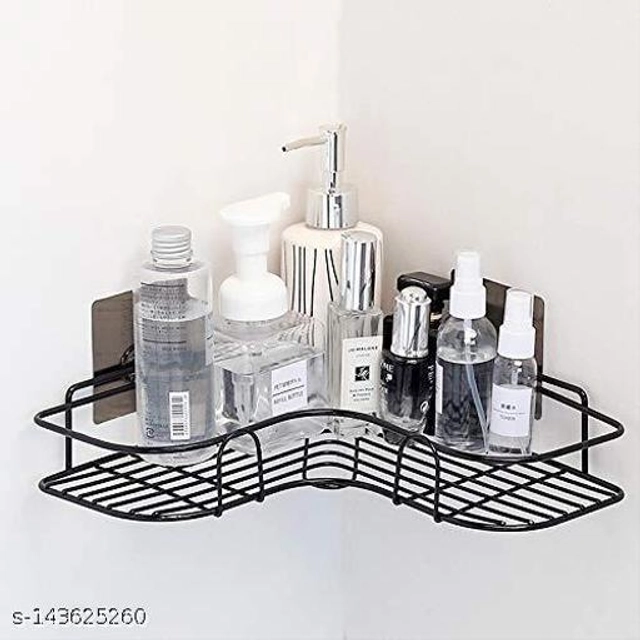 Stainless Steel Bathroom Shelves (Black, Pack of 2)