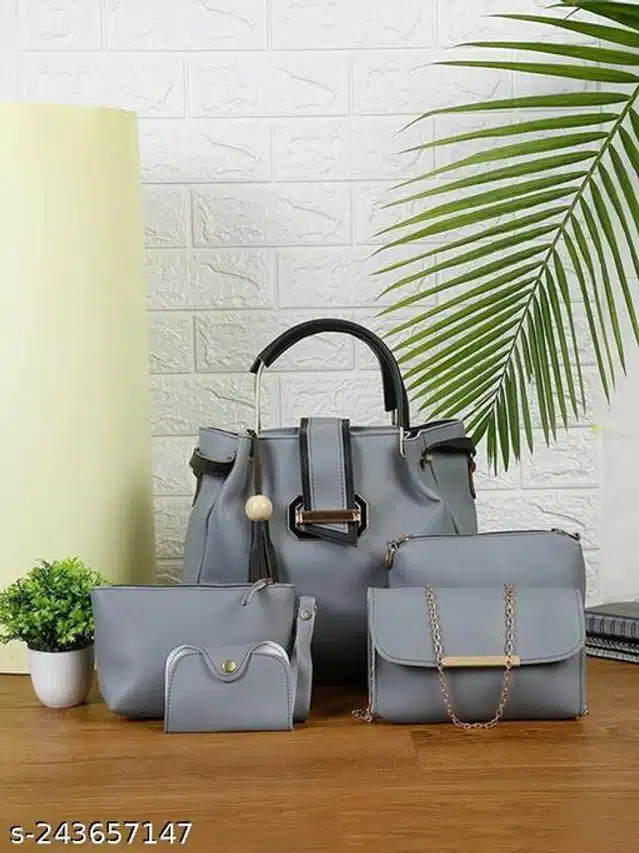 Handbag for Women (Grey, Pack of 5)