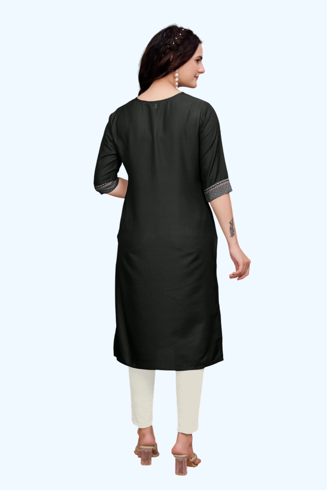 Rayon Cotton Printed Kurti for Women (Black, S)