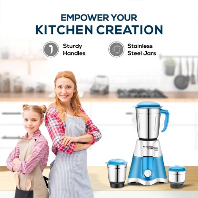 MOONSTRUCK ultra powerful 750 Watt 3 jars Mixer Grinder - (Blue)