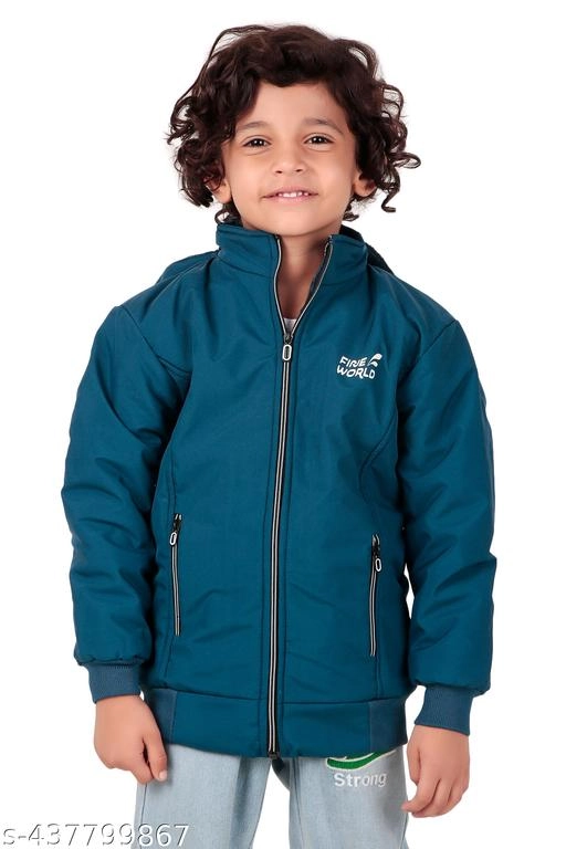 Polyester Jacket for Boys (Teal, 1-2 Years)