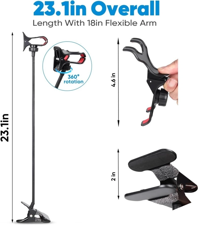 Mobile Stand Holder Metal With Heavy Duty Foldable Lazy Bracket Clip Mount (Adjustable)