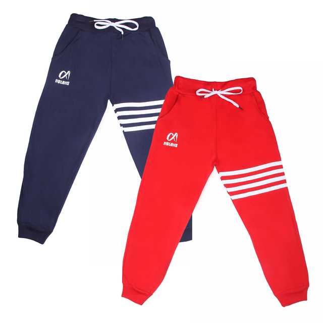 Casual Trackpant for Boys (Pack Of 2) (Navy Blue & Red, 10-11 Years) (A-8)