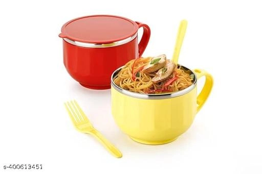 Stainless Steel Multipurpose Bowl with Spoon & Lid (Assorted, Set of 1)