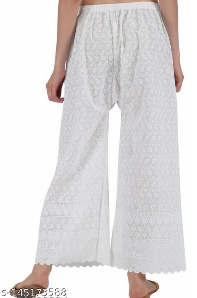 Cotton Palazzos for Women (White, 30)