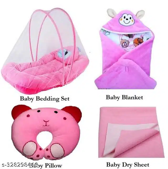 Combo of Baby Sleeping Set (Pink, Set of 4)