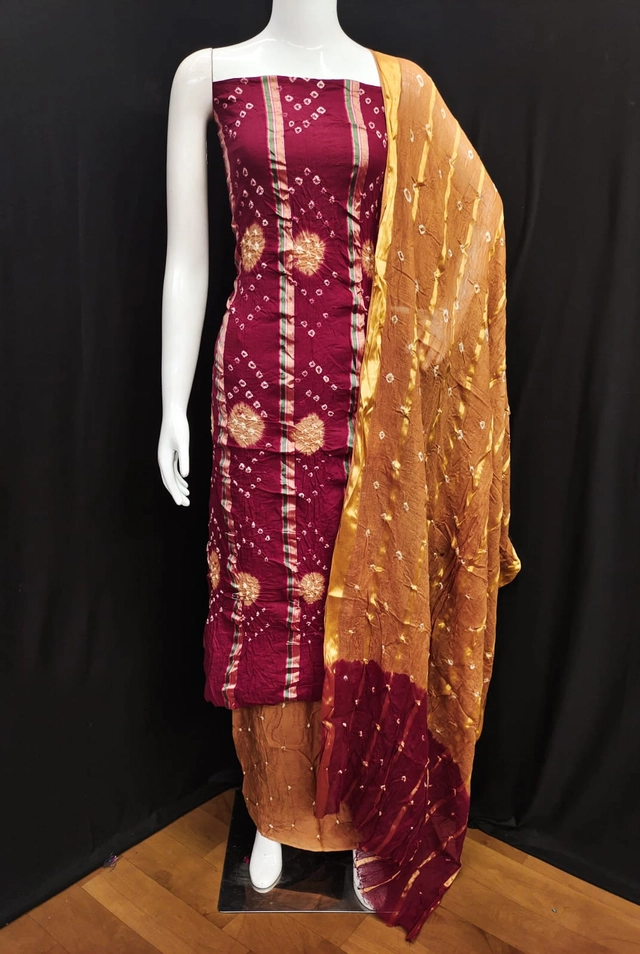 Cotton Printed Unstitched Dress Material for Women (Maroon & Beige, 2.30 m)