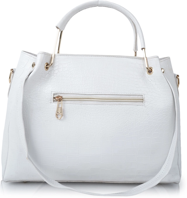 PU Solid Handbag for Women (White)