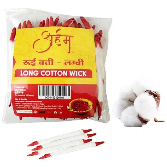 अर्हम पूजा रुई बत्ती - लॉन्ग (40 Pc)