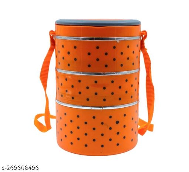 Plastic 3 Layer Lunch Box (Orange)