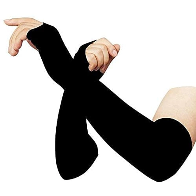 Polycotton Arm Sleeves for Men & Women (Black, Set of 1)