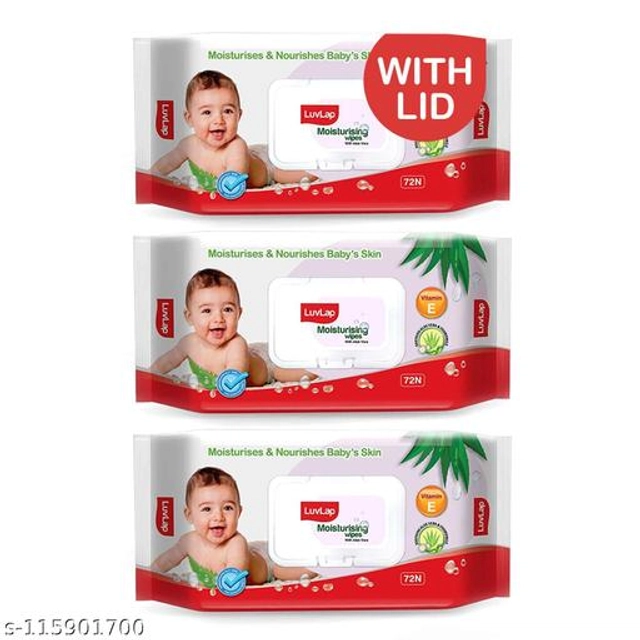 LuvLap (72 Pcs) Moisturising Baby Wipes (Pack of 3)