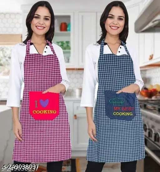 Nicasa Waterproof Kitchen Aprons with Pockets (Pack Of 2)