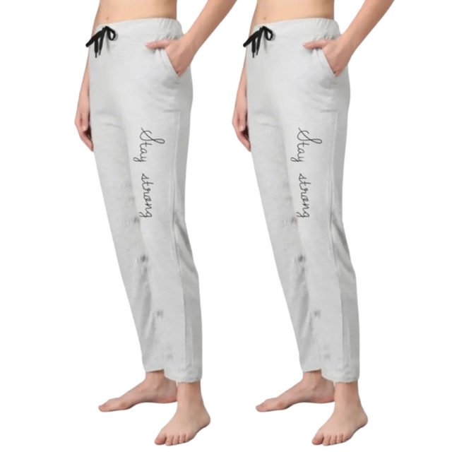 Cotton Solid Trouser for Women (Grey, S) (Pack of 2)