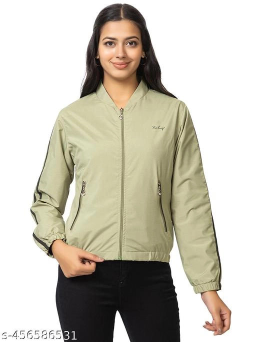 Cotton Blend Full Sleeves Jacket for Women (Sea Green, L)