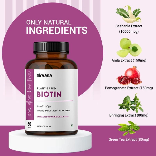 Nirvasa Plant Based Biotin 60 Pcs Capsules (Set of 1)