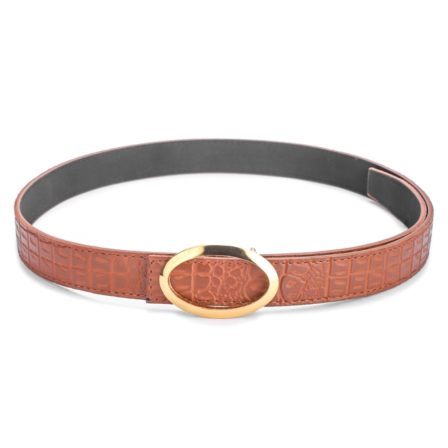 Artificial leather Belt for Women (Tan, Free Size)