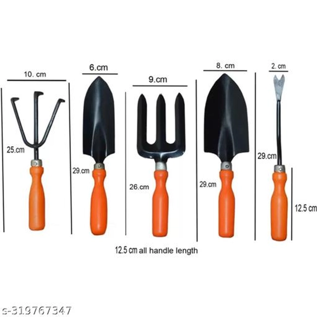 Iron Gardening Tools (Black & Orange, Set of 5)