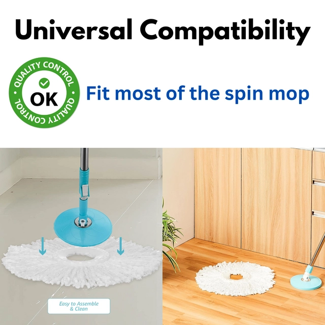 Fabric Spin Mop Refill (White, Pack of 4)