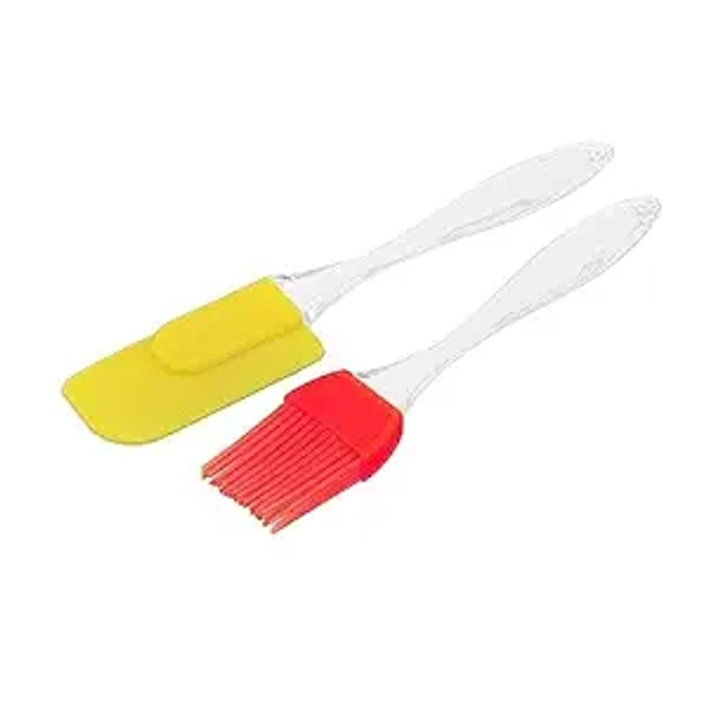 Silicone Non Stick Spatula & Oil Brush Combo (Multicolor, Set of 2)