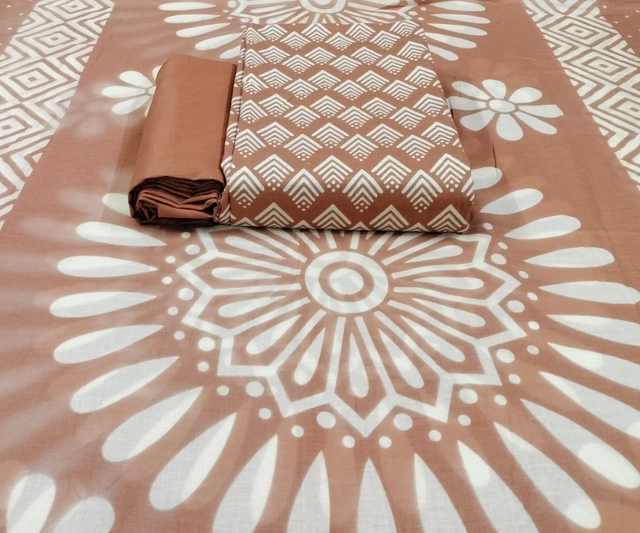 Cotton Original Bagro Batik Unstitched Suit Fabric with Dupatta for Women (Rust, 2.25 m)
