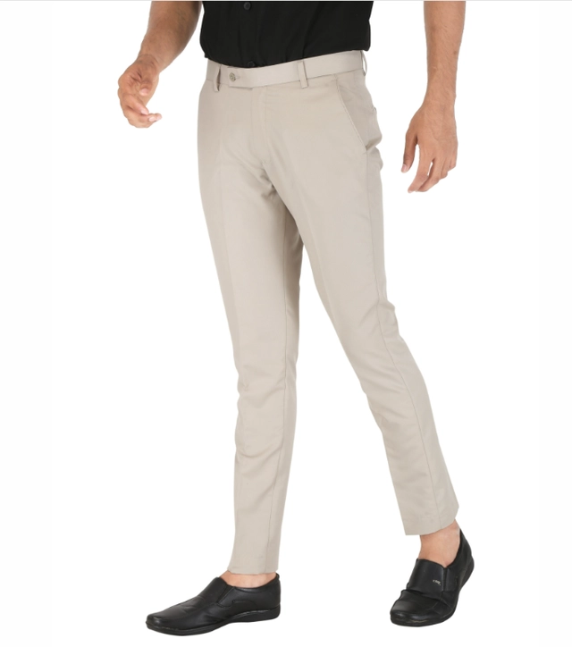 Poly Viscose Solid Trouser for Men (Light Brown, 28)