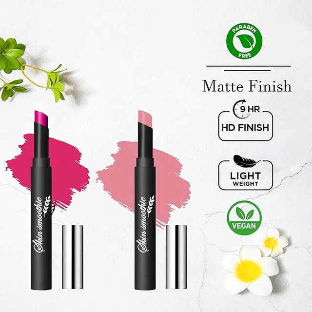 Skin Smoothie Lip Crayon Lipstick With Vitamin E & Avocado oil & Jojobal (Coral & Hot Pink) (Pack Of 2)