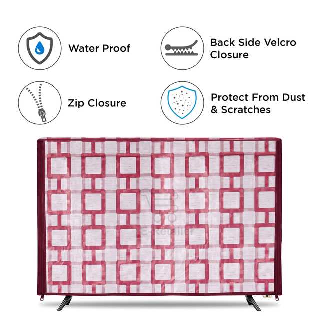 E-Retailer Transparent LCD/LED T.V Protector Cover With Zipper Enclosure for 32 Inch Suitable for All Major Brand & Model (Red, 29x3x19 Inches) (ER-242)