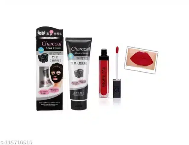 Combo of Matte Liquid Lipstick (6 ml) with Charcoal Peel Off Mask (130 g) (Pack of 2)