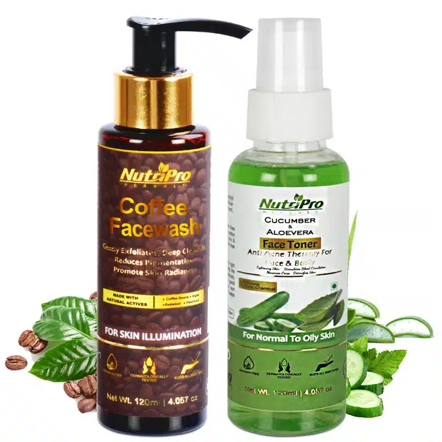 Coffee Face Wash & Cucumber Aloevera Face Toner (Set of 2)